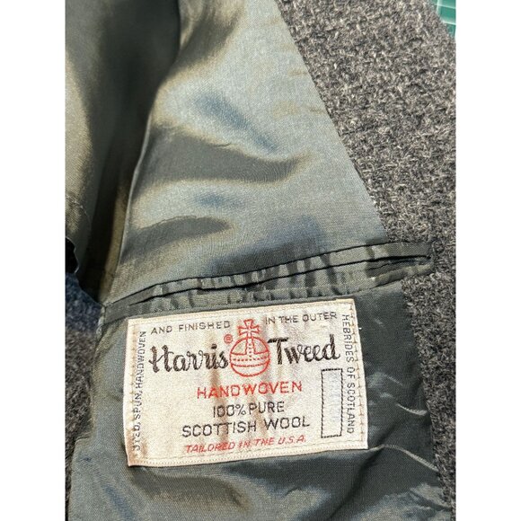 Harris Tweed Men's Handwoven Scottish Wool Blazer Jacket - Grey L - Picture 4 of 5